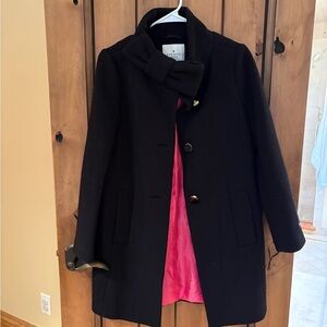 Kate Spade Black Pea Coat with Pink Lining